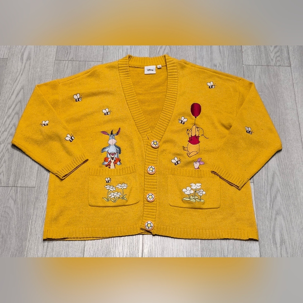 Disney Winnie The Pooh Mustard Knit Cardigan Size 2X